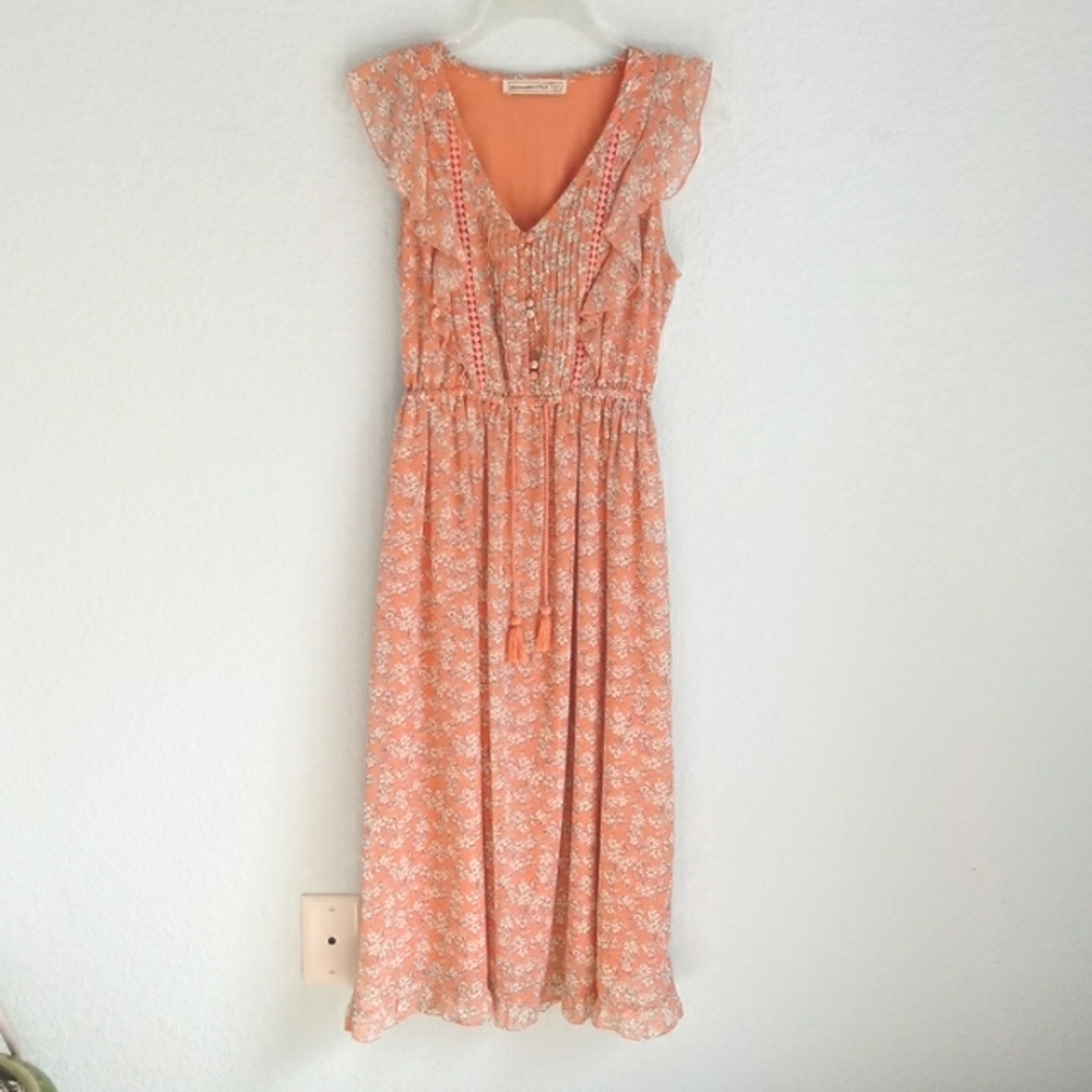ABERCROMBIE & FITCH | Peach Floral Ruffle Dress